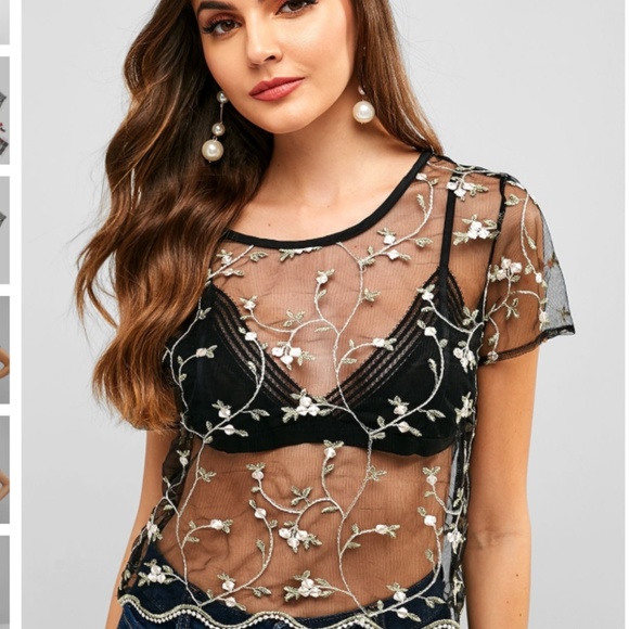 MAKE AN OFFER! Floral embroidered mesh - Picture 5 of 5